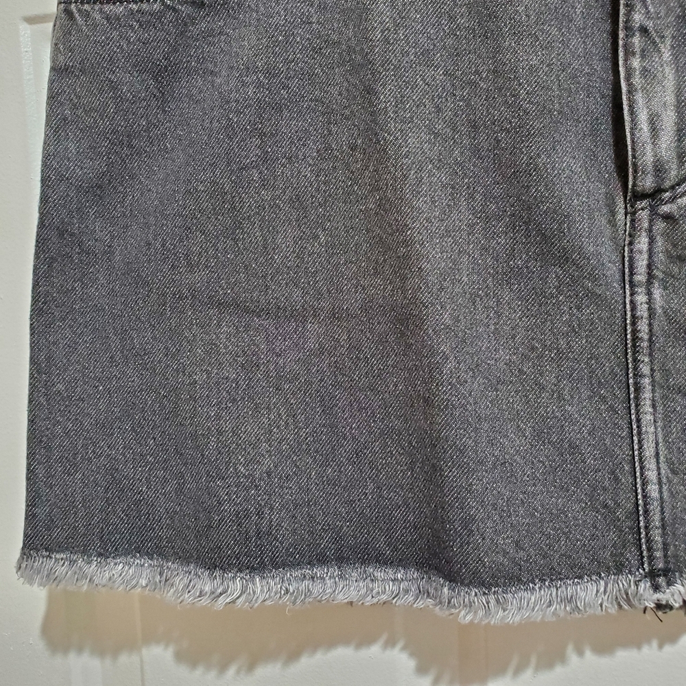 Wrangler Charcoal Frayed Denim Mini Skirt Size L Washed Denim - Picture 6 of 16
